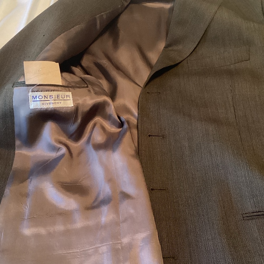 Givenchy Men's Dark Charcoal Gray Suit Jacket and pants with Satin Lining